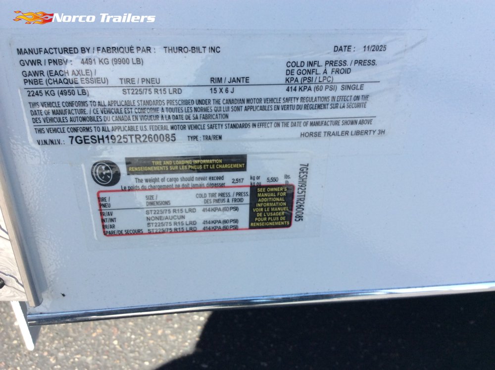 2026 Thuro-bilt  x 19' HORSE TRAILER Horse trailer