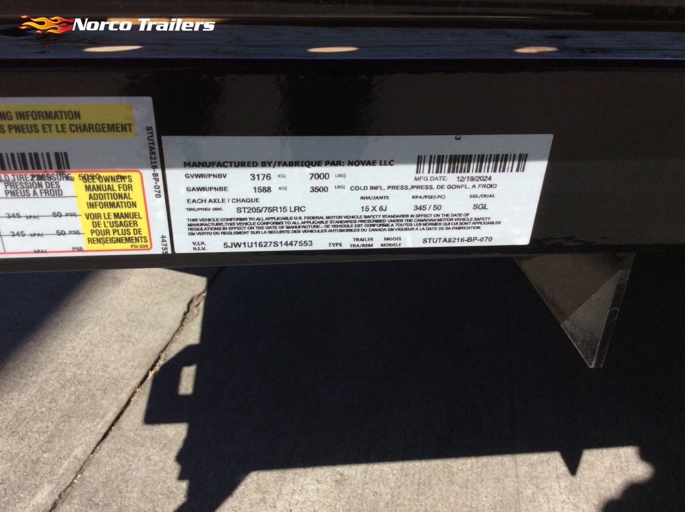 2025 Sure-Trac 82" x 16' SIDE LOAD Utility trailer