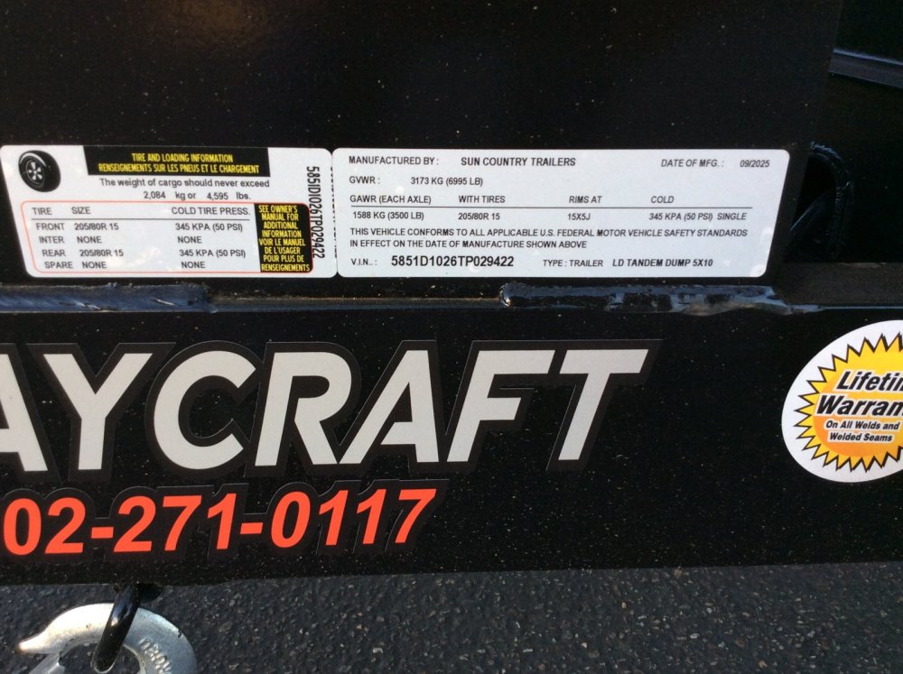 2026 Sun Country 5' x 10' DUMP Dump trailer