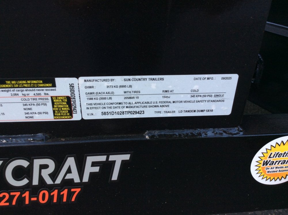 2026 Sun Country 5' x 10' DUMP Dump trailer