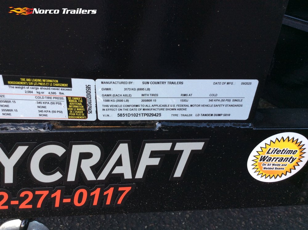 2026 Sun Country 5' x 10' DUMP Dump trailer