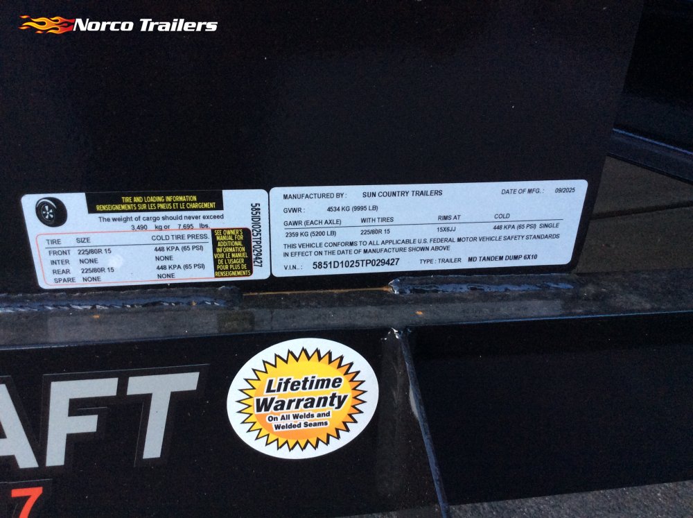 2026 Sun Country 6' x 10' DUMP Dump trailer