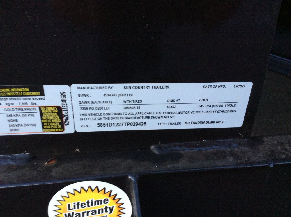 2026 Sun Country 6' x 12' DUMP Dump trailer