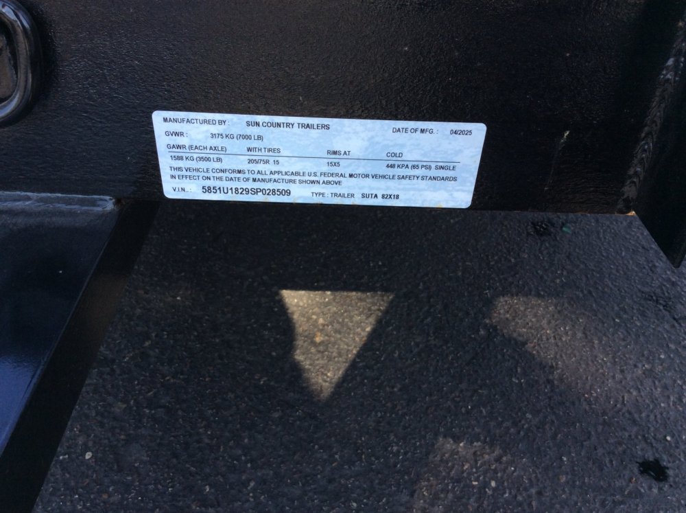 2025 Sun Country 83" x 18' Utility trailer