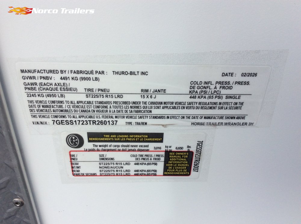 2026 Thuro-bilt 8.5' x 17' Wrangler 3H Horse trailer