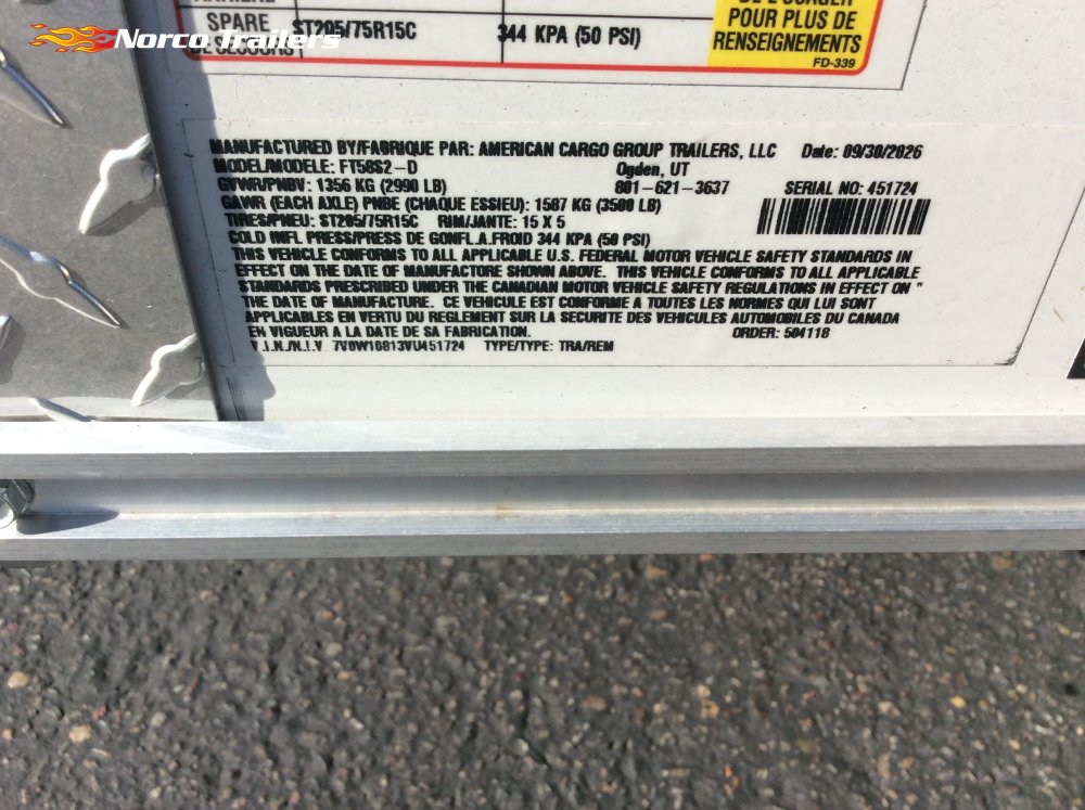 2027 Wells Cargo 5' x 8' FAST TRAC Enclosed Cargo trailer