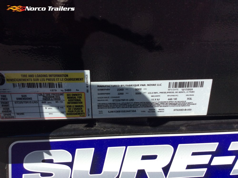 2025 Sure-Trac 5' x 8' 5K 24" sides Dump trailer