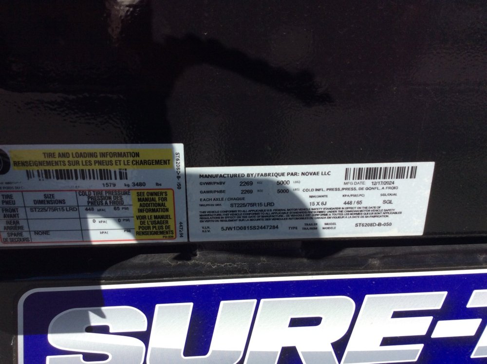 2025 Sure-Trac 5' x 8' 5K 24" sides Dump trailer