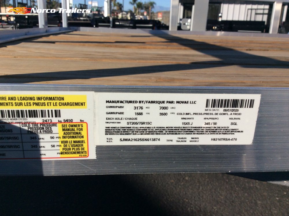 2025 H&H 82" x 16' Utility Utility trailer