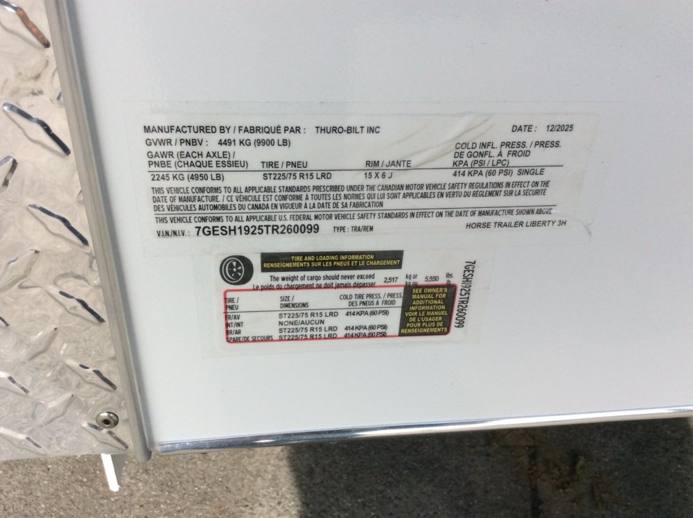 2026 Thuro-bilt 6' 8" x 19' Liberty 3H Horse trailer