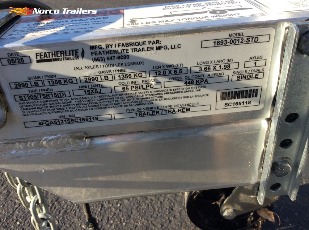 2025 Featherlite 6' 6" x 12' UTILITY Utility trailer