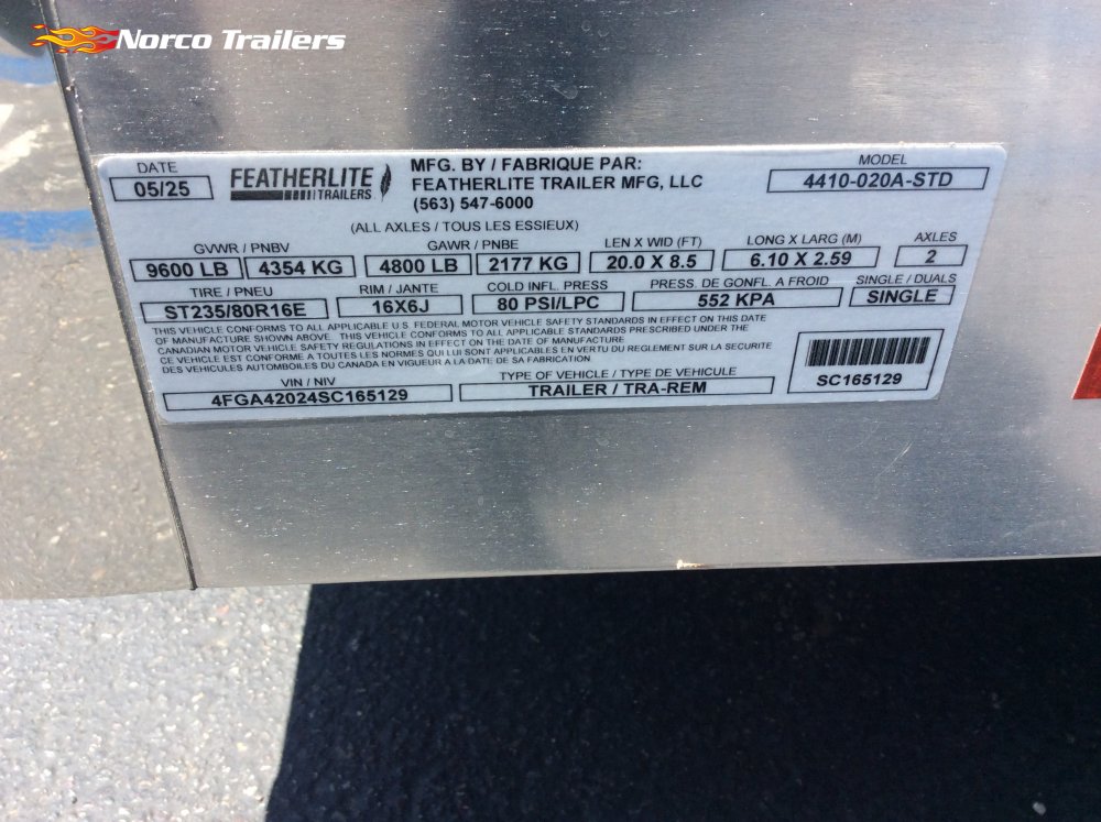 2025 Featherlite 8.5' x 20' Car Hauler Car/Racing trailer