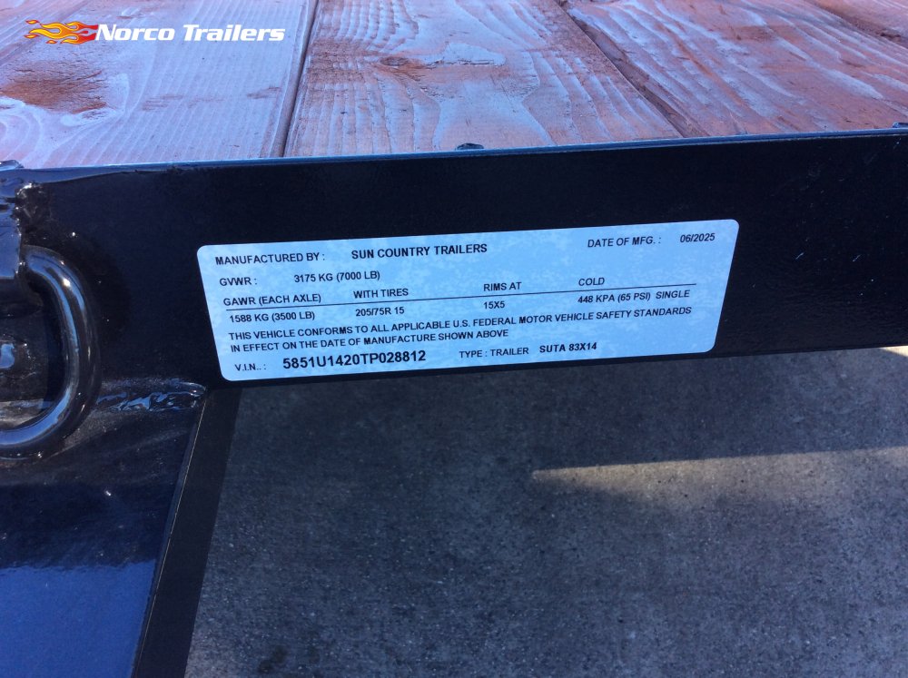 2026 Sun Country 83" x 14' Utility trailer