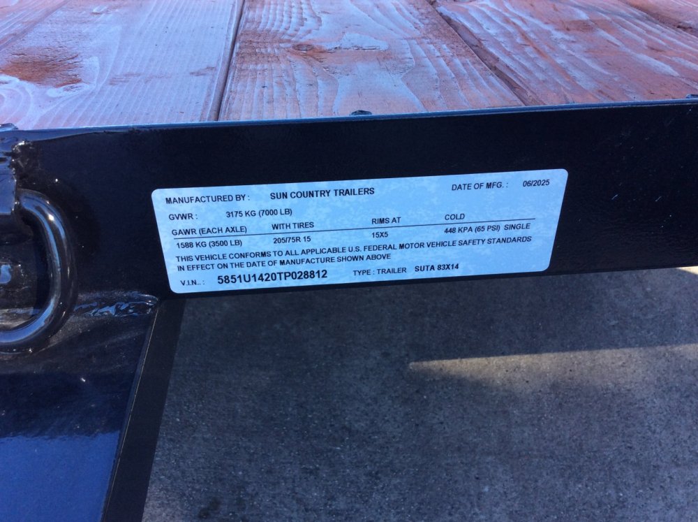 2026 Sun Country 83" x 14' Utility trailer