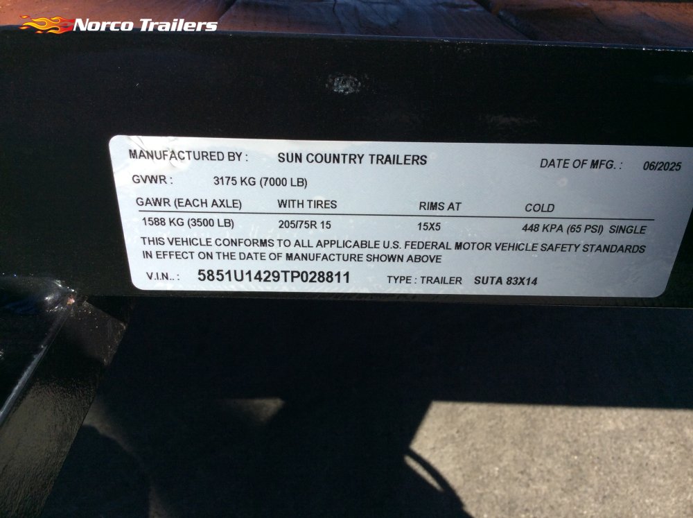 2026 Sun Country 83" x 14' Utility trailer