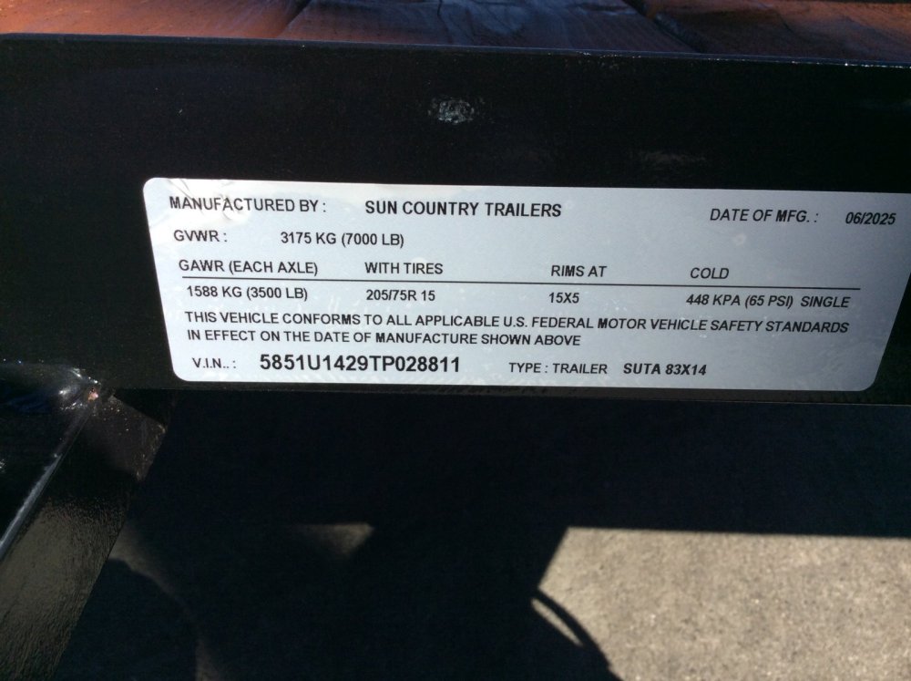 2026 Sun Country 83" x 14' Utility trailer