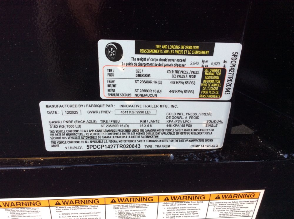 2025 Innovative 83" x 14' 14K 24" SIDES Dump trailer