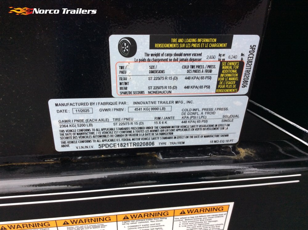 2026 Innovative 82" x 18' POWER TILT Equipment trailer