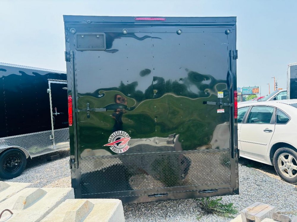 2025 7x14 Homesteader Enclosed Cargo - 7ft Height - Black Aluminum Tread Plate - Black Out Package