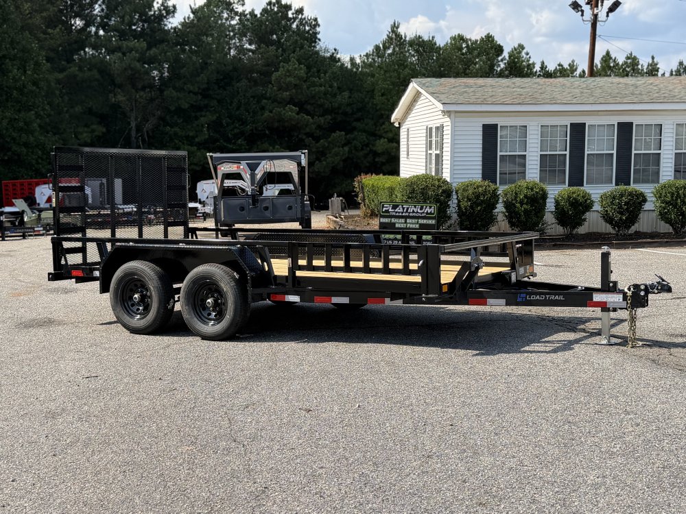 2027 LOAD TRAIL UE 83X14 TANDEM AXLE W/2' DOVE TAIL, 4' FOLDING GATE, AND SIDE LOAD RAMPS 9.99K GVWR