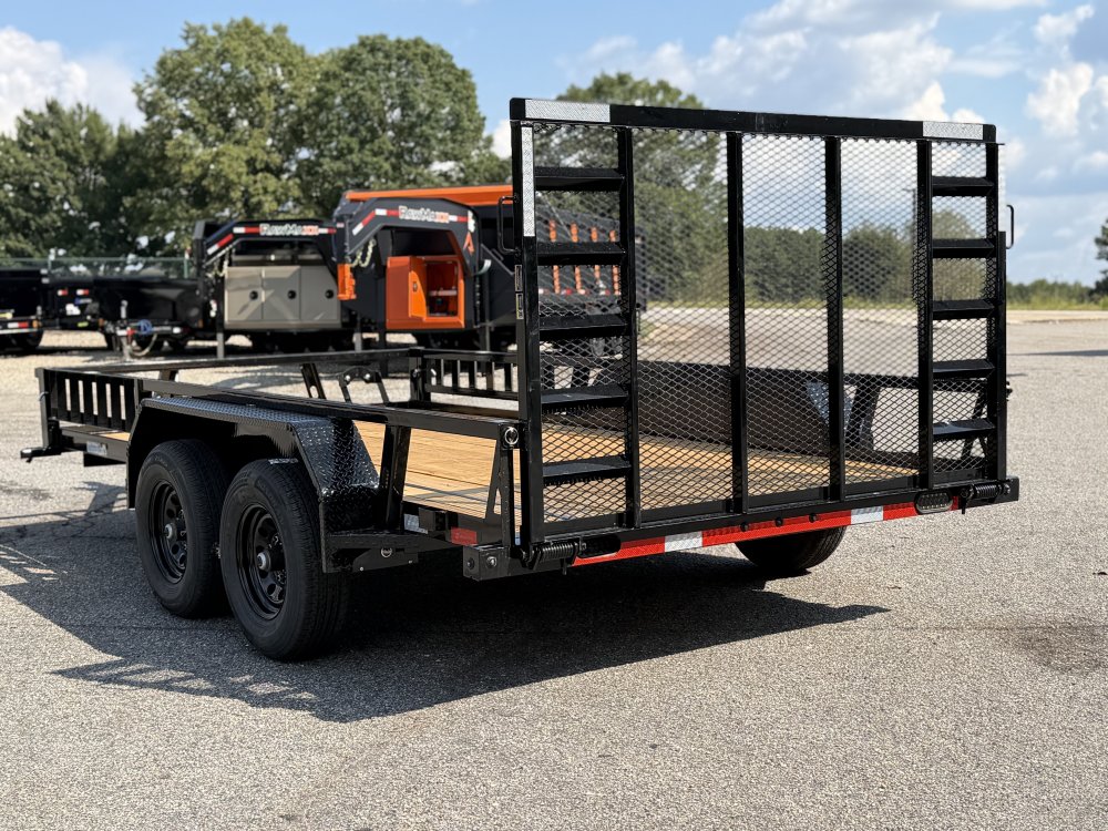 2027 LOAD TRAIL UE 83X14 TANDEM AXLE W/2' DOVE TAIL, 4' FOLDING GATE, AND SIDE LOAD RAMPS 9.99K GVWR