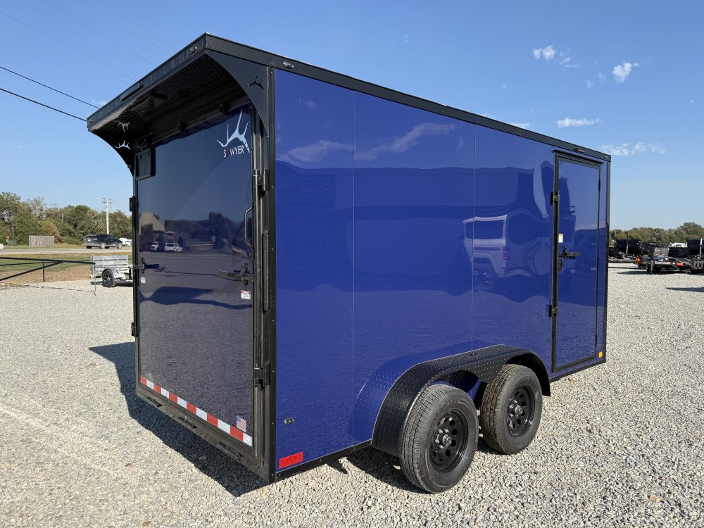2027 SAWYER CARGO 7X14 WITH 7' INTERIOR / SCREWLESS / TORSION AXLES / POLYCOR / REAR SPOILER WITH LI