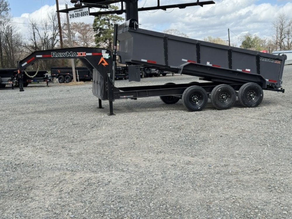 2026 RawMaxx 83X16 LPX TRIPLE AXLE Dump Trailer W/ 36'' SIDES,HYDRAILIC JACKS, 14 PLY TIRES, RAMPS,