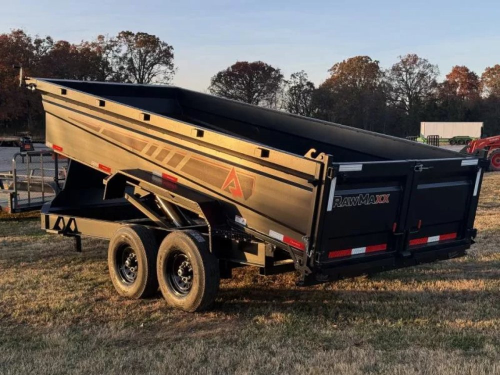 2026 RawMaxx GDX KNIGHT 83X16 HIGH SIDE W/14 PLYS AND SPARE 14K GVWR Dump Trailer