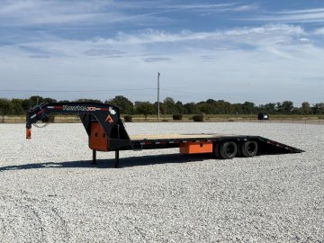 2027 RawMaxx HTX 102X32 GOOSENECK W/HYDRAULIC DISC BRAKES, HYDRAULIC JACKS, 14 PLYS, LOCKING CHAIN RACK, AND 11' HYDRAULIC DOVE/JACKS 25.9K GVWR Flatbed Trailer