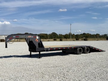 2027 RawMaxx HTX 102X32 GOOSENECK W/HYDRAULIC DISC BRAKES, HYDRAULIC JACKS, 14 PLYS, LOCKING CHAIN RACK, AND 11' HYDRAULIC DOVE/JACKS 25.9K GVWR Flatbed Trailer