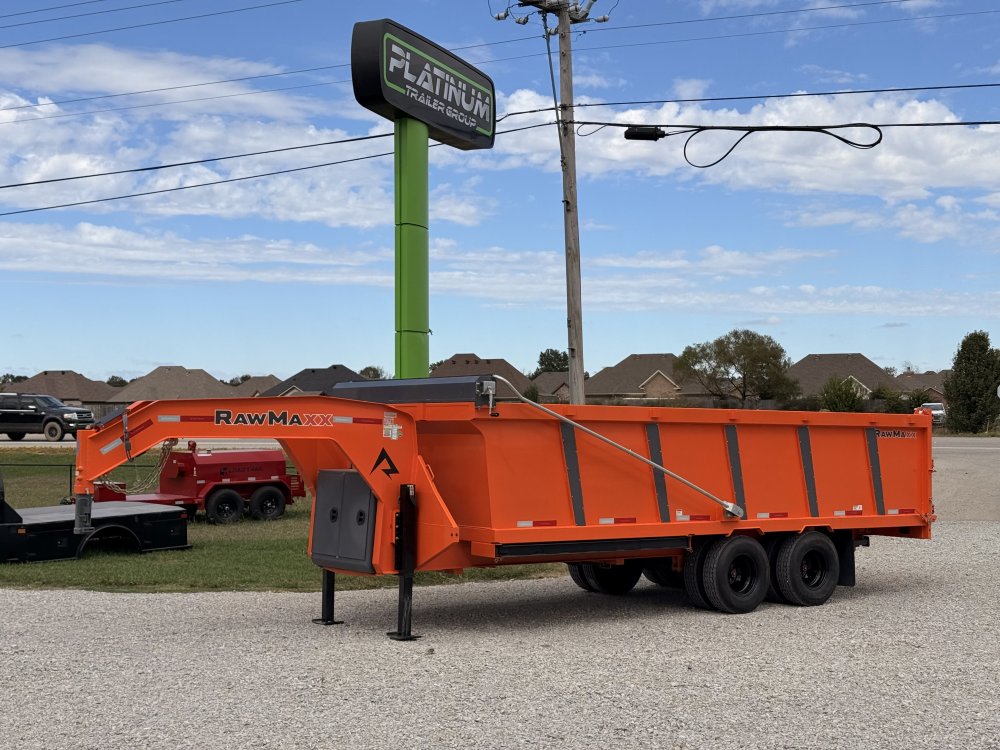 2026 RawMaxx HDX 102X20X44 GOOSENECK HIGH SIDE W/14 PLYS, HYDRAULIC JACKS, AND FLIP OVER TARP 24K GV