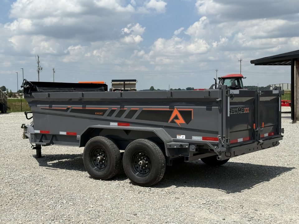 2026 RawMaxx 83X14X32 GDX KNIGHT TELESCOPIC W/SPARE 14K GVWR Dump Trailer