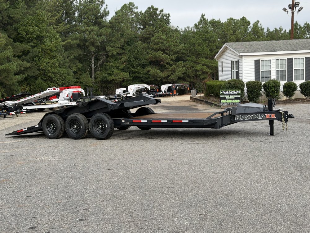 2026 RawMaxx G3X 102X26 BUMPER PULL GRAVITY TILT TRAILER W/14 PLYS AND RHINO LINED FENDERS 21K GVWR Equipment Trailer
