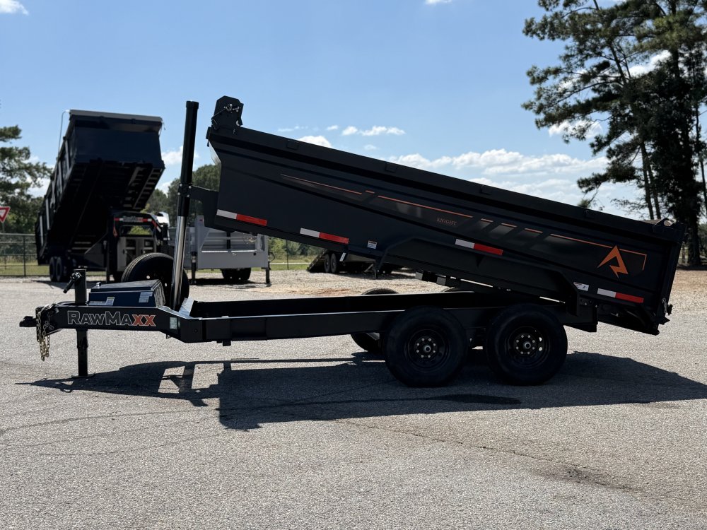 2027 RawMaxx 83X14X32 GDX KNIGHT TELESCOPIC W/SPARE 14K GVWR Dump Trailer