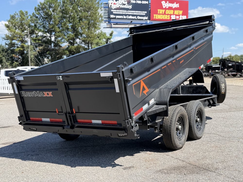2027 RawMaxx 83X14X32 GDX KNIGHT TELESCOPIC W/SPARE 14K GVWR Dump Trailer