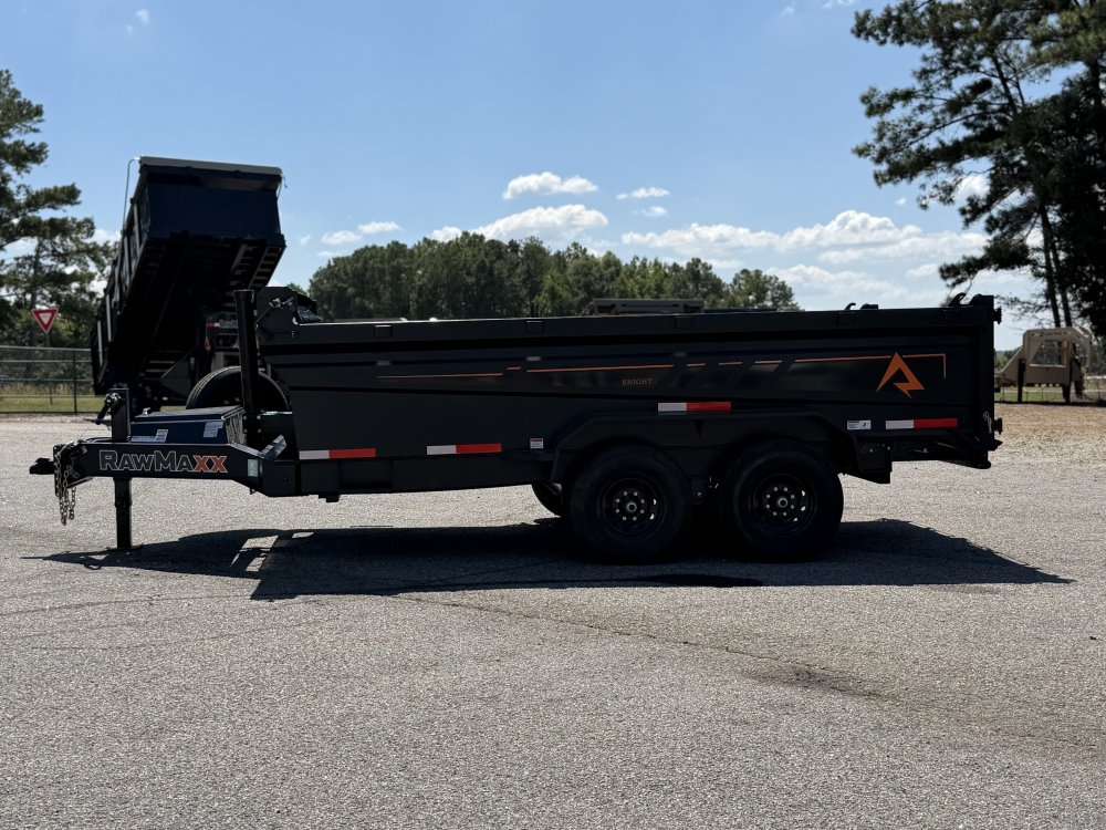 2027 RawMaxx 83X14X32 GDX KNIGHT TELESCOPIC W/SPARE 14K GVWR Dump Trailer
