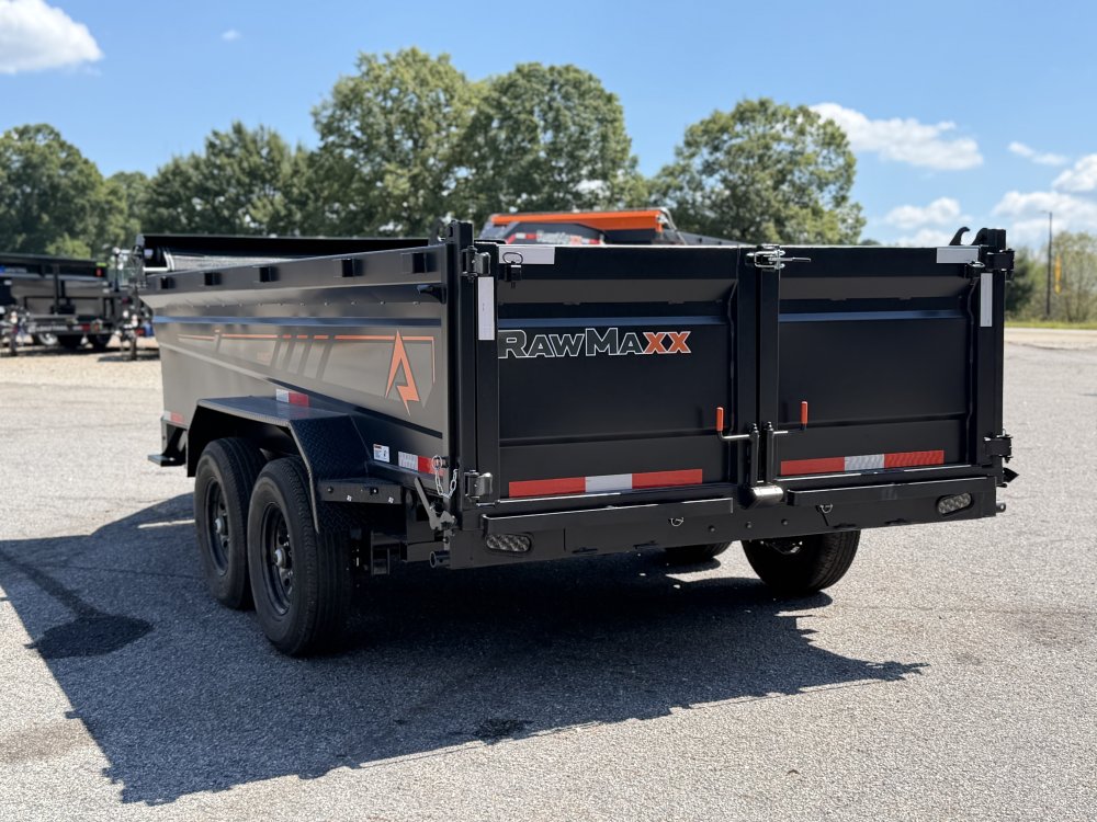 2027 RawMaxx 83X14X32 GDX KNIGHT TELESCOPIC W/SPARE 14K GVWR Dump Trailer
