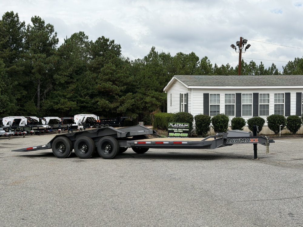 2026 RawMaxx G3X 102X26 BUMPER PULL GRAVITY TILT TRAILER W/14 PLYS AND RHINO LINED FENDERS 21K GVWR 