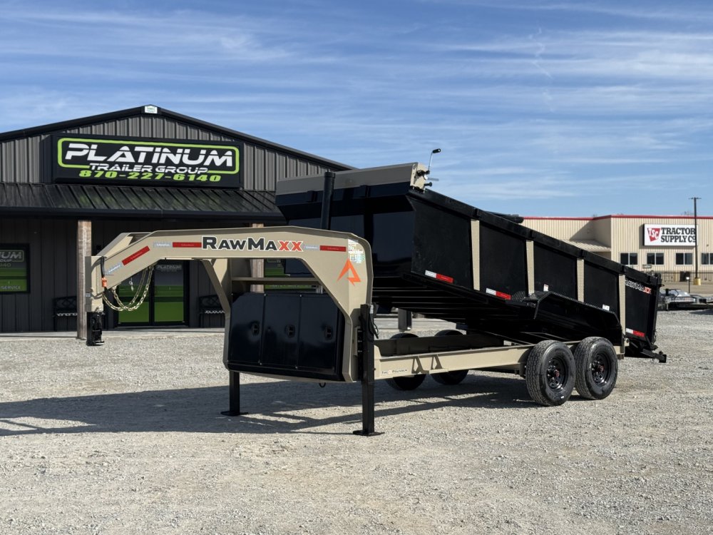 2026 RawMaxx LPX TELESCOPIC 83X16X36 HIGH SIDE W/HYDRAULIC JACKS 16K GVWR GOOSENECK Dump Trailer