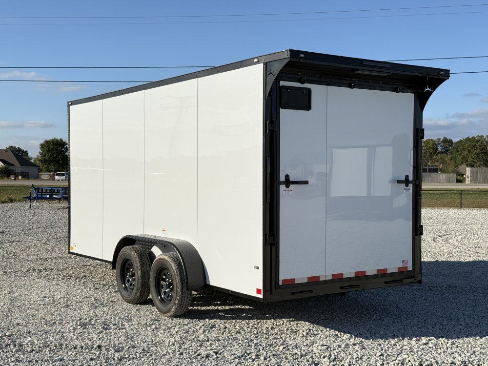 2027 SAWYER CARGO 7X16 WITH 7' INTERIOR / SCREWLESS / TORSION AXLES / POLYCOR / REAR SPOILER WITH LI
