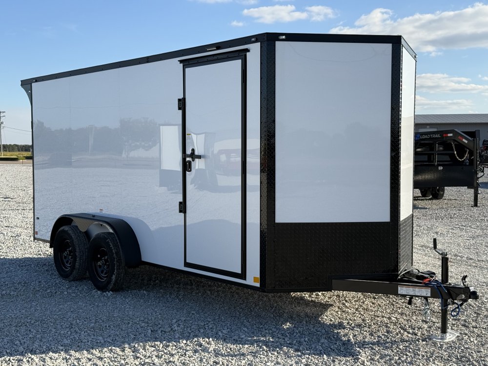 2027 SAWYER CARGO 7X16 WITH 7' INTERIOR / SCREWLESS / TORSION AXLES / POLYCOR / REAR SPOILER WITH LI