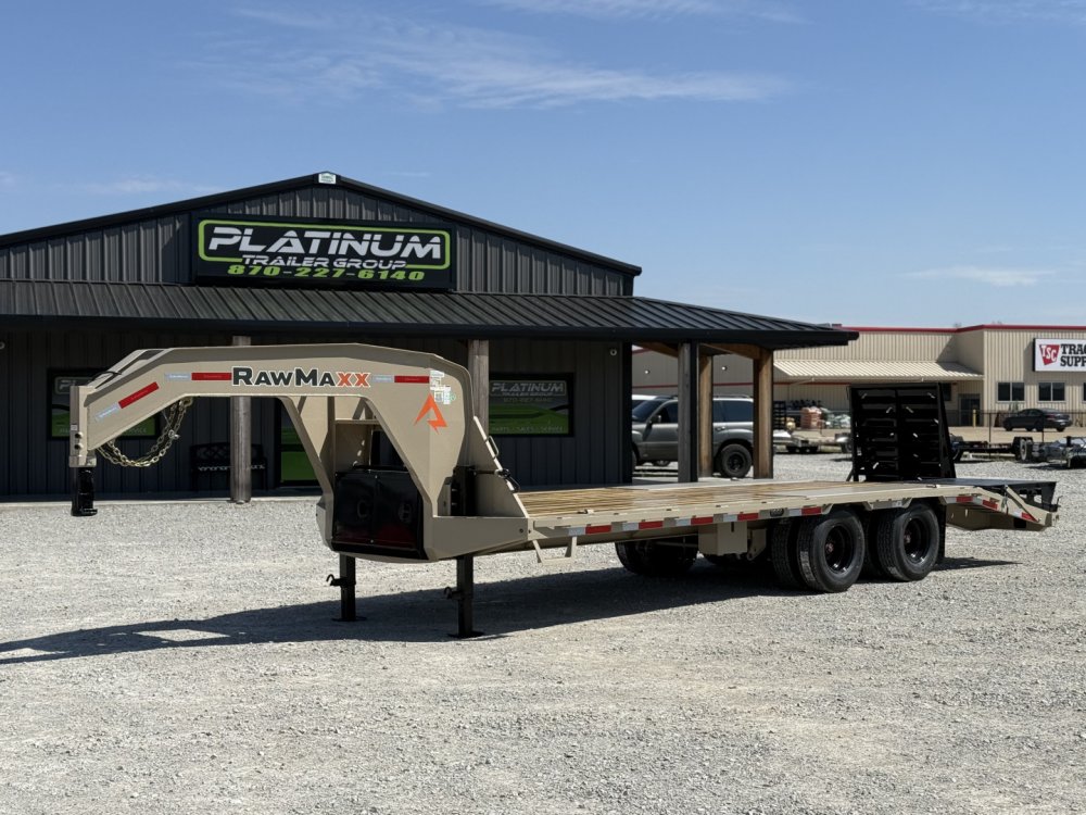 2026 RawMaxx FDX 102X25 12K HYD. DISC BRAKE/ MAXX RAMPS/ 14PLY TIRES 25.9K GVWR GOOSENECK Flatbed Tr