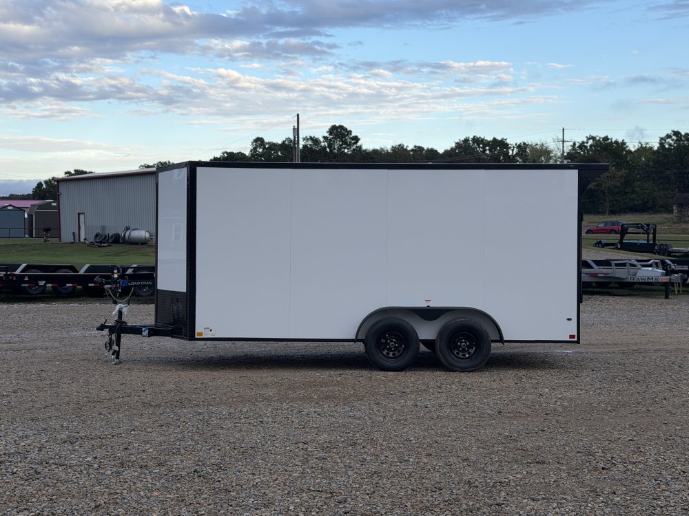 2027 SAWYER CARGO 7X16 WITH 7' INTERIOR / SCREWLESS / TORSION AXLES / POLYCOR / REAR SPOILER WITH LI