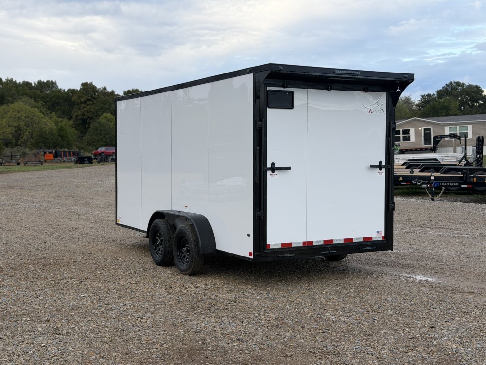 2027 SAWYER CARGO 7X16 WITH 7' INTERIOR / SCREWLESS / TORSION AXLES / POLYCOR / REAR SPOILER WITH LI