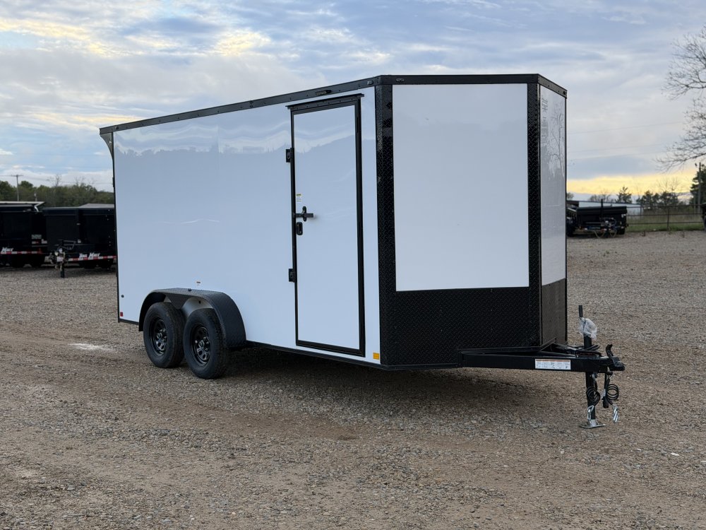 2027 SAWYER CARGO 7X16 WITH 7' INTERIOR / SCREWLESS / TORSION AXLES / POLYCOR / REAR SPOILER WITH LI