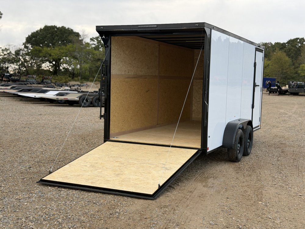 2027 SAWYER CARGO 7X16 WITH 7' INTERIOR / SCREWLESS / TORSION AXLES / POLYCOR / REAR SPOILER WITH LI