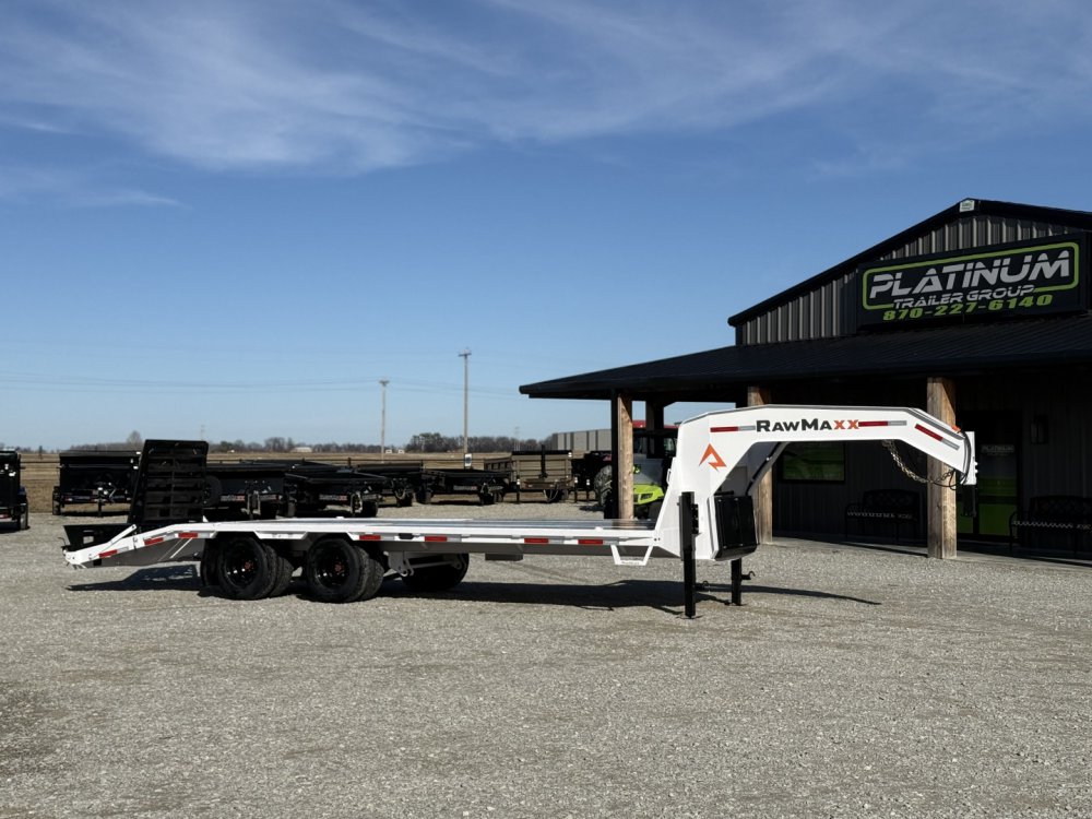 2026 RawMaxx FDX 102X25 12K HYD. DISC BRAKE/ MAXX RAMPS/ 14PLY TIRES 24K GVWR GOOSENECK Flatbed Trai