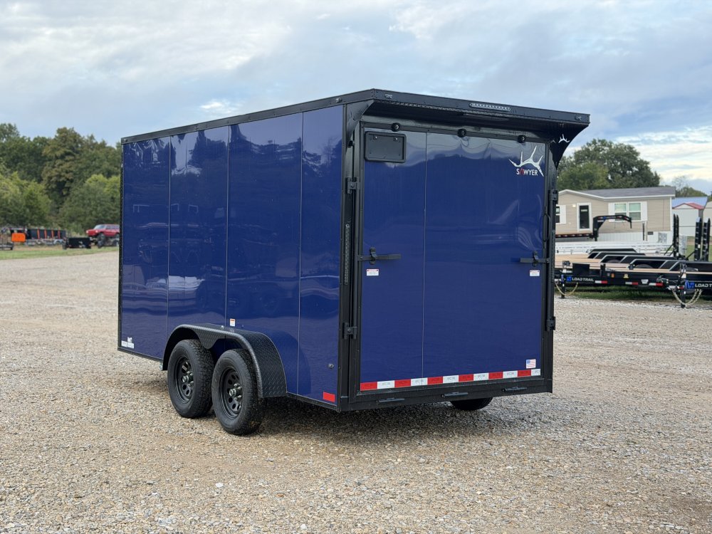 2027 SAWYER CARGO 7X14 WITH 7' INTERIOR / SCREWLESS / TORSION AXLES / POLYCOR / REAR SPOILER WITH LI