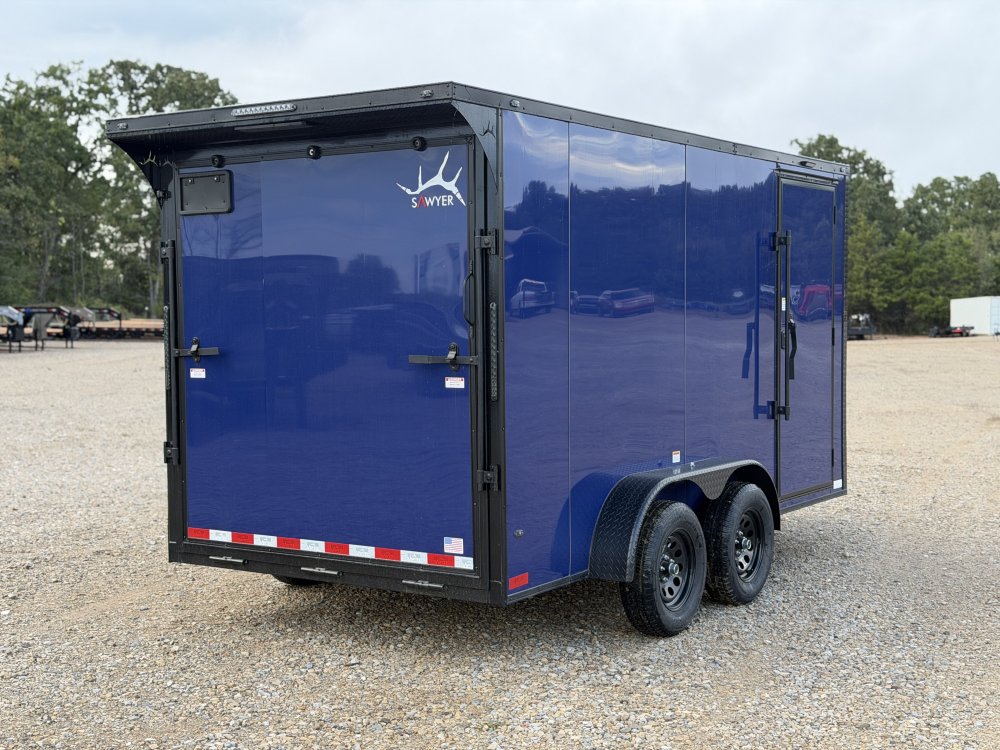 2027 SAWYER CARGO 7X14 WITH 7' INTERIOR / SCREWLESS / TORSION AXLES / POLYCOR / REAR SPOILER WITH LI
