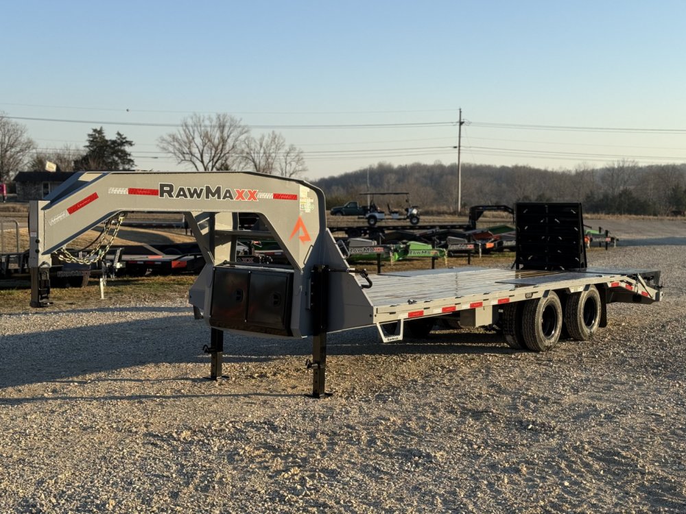 2026 RawMaxx FDX 102X25 Flatbed Trailer / 14 PLY / 24K GVWR / MEGA RAMPS